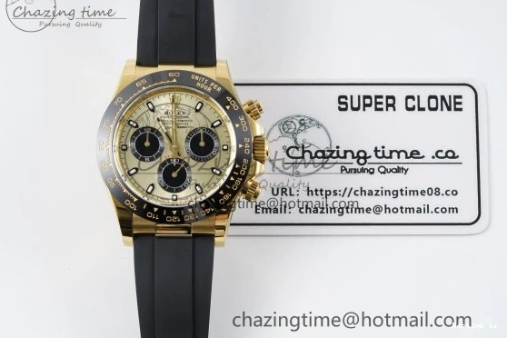 1222 OnTrend Daytona 116518 BTF 1:1 Best Edition YG Black Dial on Oysterflex Rubber Strap SA4130 V 2260